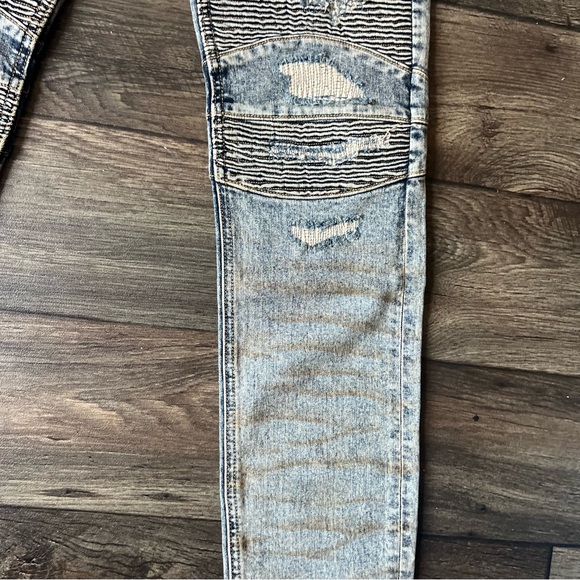 Rock Revival Men's Moto Elliot Distressed Slim Straight Jeans Size 32x32 - Picture 5 of 11